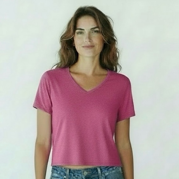 Patagonia Tops - Patagonia Capilene Pink V-Neck Athletic Short Sleeve Top